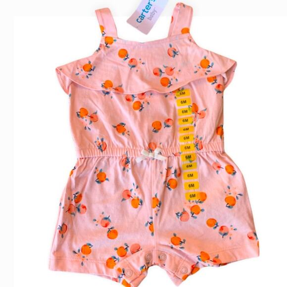 Carter’s Pink Citrus Romper Size 6mo - Picture 1 of 4